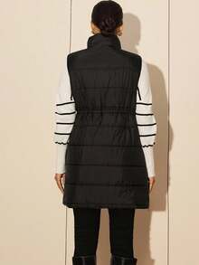 MaterniWear Maternity Work Clothes,Maternity Work Outfits, Maternity Work Coat ,Office,Business Casual Woman MaternityFall Clothes,Autumn Clothes,Maternity Autumn Clothes Casual Drawstring Pocket Padded Vest, Winter Black Vest Women Women Puffer Vest Long Vest Women Maternity Vest Winter Vest Women - Black - View 5