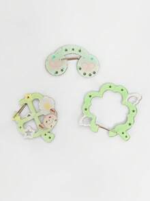 ROMWE Anime 3 件随机可爱四叶草耳套钥匙扣，Y2K Lolita 绿色亚克力蝴蝶花星星吊坠包包吊坠，多功能高端配饰 - 綠色 - 查看 3