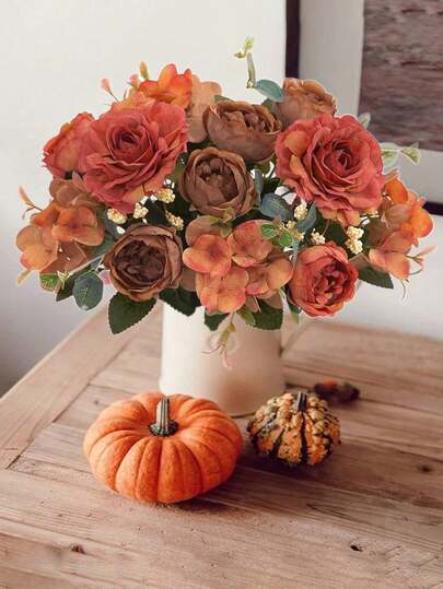 SHEIN 1 pieza de flores artificiales ramos de rosas y crisantemos bulbosos, regalos para el Día de San Valentín, decoraciones para fiestas de cumpleaños, bodas, cestas de flores, flores para la novia, decoración del hogar, comedores, dormitorios, alféizares de ventanas, jarrones para decoración, decoraciones de Año Nuevo, jardines exteriores, inicio de la temporada escolar