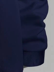 EURMUSE 100%Cotton Men's Mountain And Bird Printed Hooded Sweatshirt With Drawstring - Navy Blue - View 4