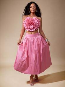 Vixey Gefütterter Taftrock mit Tüllbesatz und Raffung in der Taille, knielang