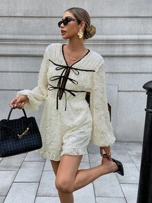 Chiquease Women's Elegant Tie Front Fringe Long Sleeve Jumpsuit Fall Clothes For Women Fairy Jumpsuit Elegant Jumpsuit For Women Classy Outfits For Women Chic Women's Jumpsui Christmas Women's Clothing Autumn Fall Clothes For Women Autumn Clothes Fall Outfits For Women Autumn Outfits For Women Fall Clothes Autumn Women Fall Women Clothes - Apricot - View 4