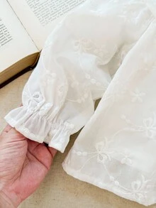 Blossori 女婴法式优雅荷叶边泡泡袖A字衬衫