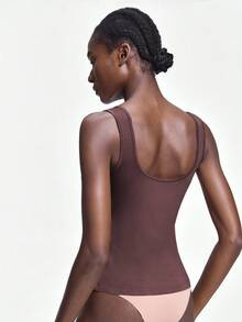 SHAPORA 女士休闲纯色吊带背心、家居服上衣 - 棕色 - 查看 2