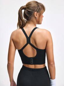 Áo ngực thể thao nâng ngực gợi cảm LOUNGEISTA dành cho nữ, áo ngực chéo lưng, áo tập yoga, áo ngực không dây, đồ lót thoải mái chống sốc khi tập gym, áo ngực thể thao tập luyện - màu đen - Xem 2