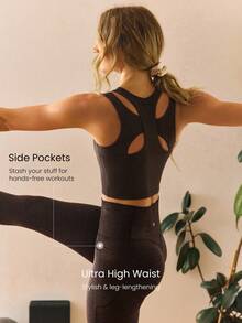 GLOWMODE Quần legging cạp siêu cao 28 inch Softy Velvaire không đường may phía trước với túi bên hông, thích hợp cho yoga, pilates, tập luyện nhẹ nhàng, mặc hàng ngày, mùa xuân hè. - Màu nâu Sô-cô-la - Xem 5