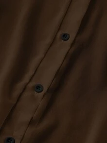 Franclia Camisa minimalista transparente de color sólido con cuello vuelto - Marrón - Ver 6