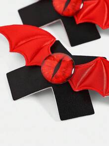 Notgurli 2pcs Halloween Contrast Color 3D Personalized Punk Cyber Demon Eyeball Wing Cross Masquerade Party Club Outfit Music Festival Nipple Pasties Women Lingerie Accessories Nipple Pasties Covers Halloween Nipple Covers Spooky Nipple Covers - Multicolor - View 4