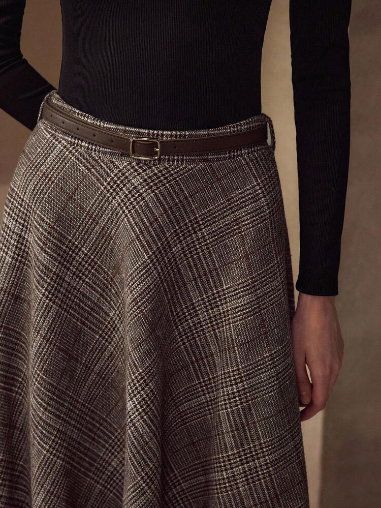 BELTED A-LINE SKIRT