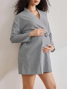 Bata de maternidad de verano de moda informal y de lactancia, bata corta de maternidad para mujer, invierno - Multicolor - Ver 3