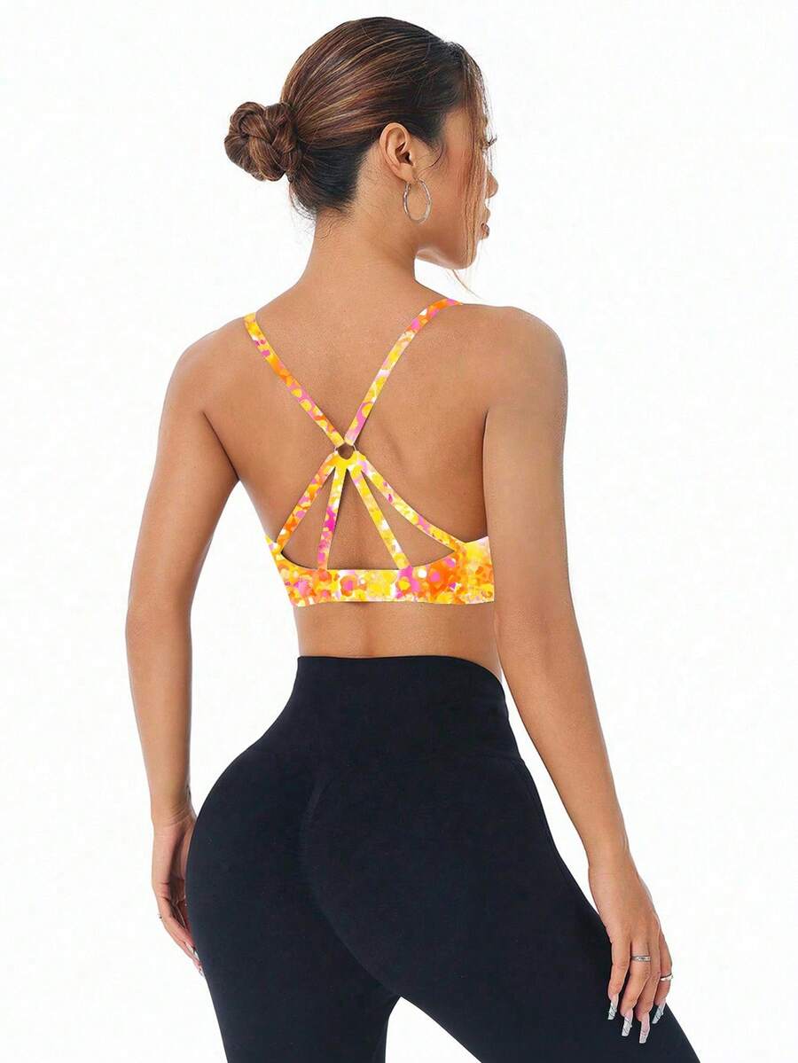 Easithlete 女士时尚豹纹运动文胸 - 彩色 - 查看 1