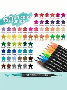 SHEIN Bộ bút dạ hai đầu 120/100/80/60/48/36/24/12 chiếc, Bộ bút dạ đầu mềm có thể giặt được, Nhiều mẫu mã để lựa chọn, Giấy vẽ không thấm nước, Bộ sưu tập nghệ thuật, Bút vẽ Graffiti, Bộ bút dạ màu nước, Bút màu dung lượng lớn chống nước, Quà tặng hoàn hảo, Bút dạ - Nhiều màu - Xem 9