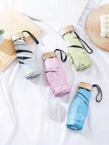 SHEIN 1 把迷你旅行遮阳伞，带保护套，小巧紧凑，防紫外线，轻便防风，适合徒步旅行