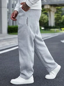 Manfinity Homme Men's Solid Color Drawstring Waist Pocket Casual Sweatpants