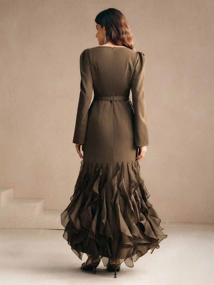 Elegant Beaded Long Mermaid Evening Dress, High-Quality Formal Gown For Fall, Winter, New Year, Party, Wedding