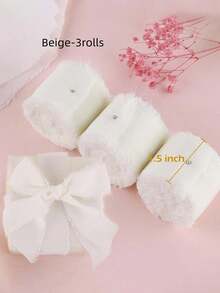 1/3/9 卷手工雪纺丝带流苏 1.5 英寸 X 5.5 码磨边丝带，适用于婚礼请柬、新娘花束、礼品包装、蝴蝶结制作、工艺品、派对装饰 - 彩色 - 查看 24