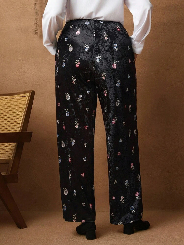 Plus Size Women's Casual Daily Black Long Pants With Pockets Winter Clothes For Women  Fall Clothes For Women