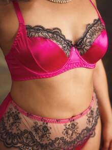 PinupPomp Embroidered Patchwork Plus Size Underwire Bra Set, Lift