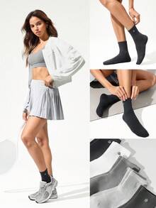 GLOWMODE 5 Pairs Socks Soft Ventilated Mesh With Embroidered Logo Workout Daily Casual - Multicolor - View 8