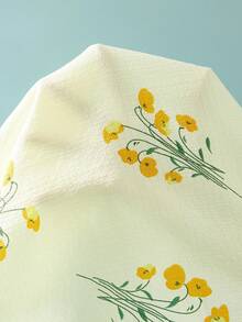 CottageSlumber 女士花卉印花睡衣套装，撞色饰边口袋设计，女士花卉睡衣，花卉睡衣套装，女士睡衣套装，夏季女士睡衣套装，复古睡衣套装 - 黃色 - 查看 7