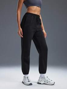 Powerista Women's Casual Solid Color Sports Pants - Black - View 1