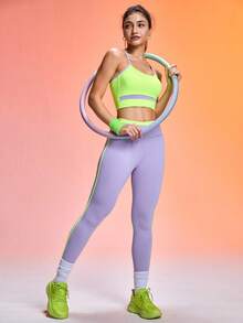 SHEIN Sovereign Charm Canotta corta con spalline a spaghetti, schiena aperta e colori a contrasto - Multicolore - Visualizzare 4