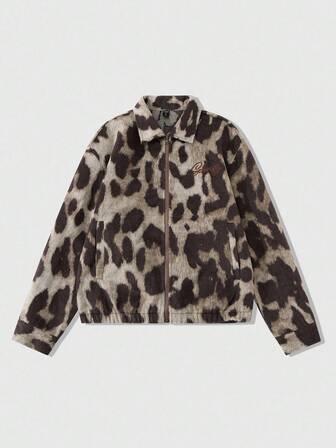 Street Life Cappotto in lana con texture leopardata stile americano da uomo, autunno inverno