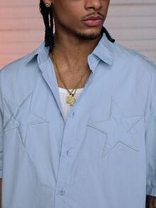 AXEPEAK Men's Woven Casual Loose Fit Short Sleeve Shirt