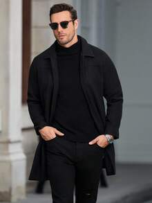 Manfinity CasualCool Áo khoác dài dáng suông dành cho nam giới trưởng thành, phù hợp cho trang phục thường ngày, đi làm, phong cách đường phố, thích hợp cho mùa xuân và mùa thu. Chiếc áo khoác này là một món đồ đa năng không thể thiếu trong tủ quần áo của nam giới, và là một món quà tuyệt vời dành cho bạn trai hoặc chồng. - màu đen - Xem 1