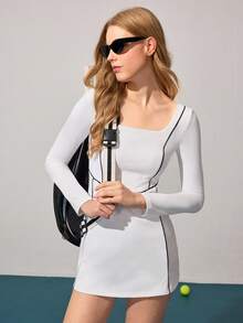 CourtClass Women's Contrast Trim Mini Sports Dress - White - View 6