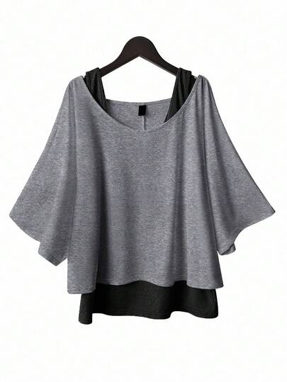 SHEIN Essnce Conjunto informal de 2 piezas para mujer talla grande, chaleco de tirantes y parte superior de hombros, conjunto de 2 piezas de verano para mujer, blusas para salir de mujer, conjuntos de verano para mujer, blusas de hombros descubiertos, blusas lindas, blusas de verano lindas