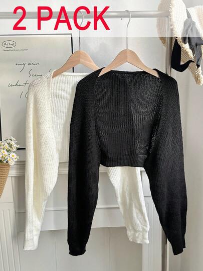 Comfortcana 2 piezas Cárdigan holgado de manga larga y abertura frontal para mujer de talla grande para otoño/invierno