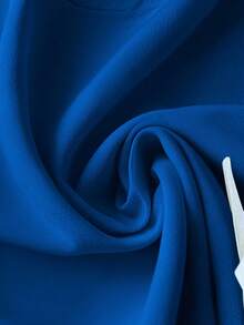 Flirla 大码女式 3D 花卉装饰立领黑色纯色上衣搭配高腰 A 字形 3D 花卉装饰迷你裙优雅 2 件套 - 水鴨藍 - 查看 6