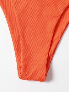 Swim Basics Summer Beach Mono Bikini Set, Halter Triangle Top & Tie Side Bottom 2 Pieces Bikini, Bathing Suit - Orange - View 4