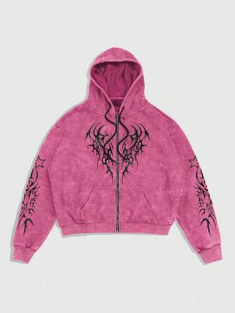 Street Life Sudadera con capucha con cremallera y estampado de copos de nieve de estilo gótico para hombre, otoño, Halloween