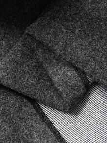 FRIFUL Women's V-Neck Straight Hem Slit Casual Solid Color Front Pocket Decor Long Dress - Grey - View 3