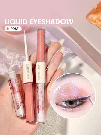 ظلال العيون السائلة المزدوجة من Silk & Sparkle-ظلال العيون السائلة طويلة الأمد باللون الوردي غير اللامع اللامع متعدد الاستخدامات ظلال العيون الناعمة اللامعة علامة تجارية جمال مكياج مستحضرات تجميل للنساء الفتيات مثالي لفصل الخريف الشتاء مثالي ل- Y2K أزياء أنيقة هدية حفلة جاهز أفضل لون