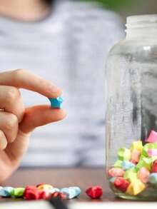 540/1080 张星星折纸，27 种颜色星星纸条，双面折叠，实心幸运星装饰纸，DIY，彩色纸屑，星星 - 彩色 - 查看 4