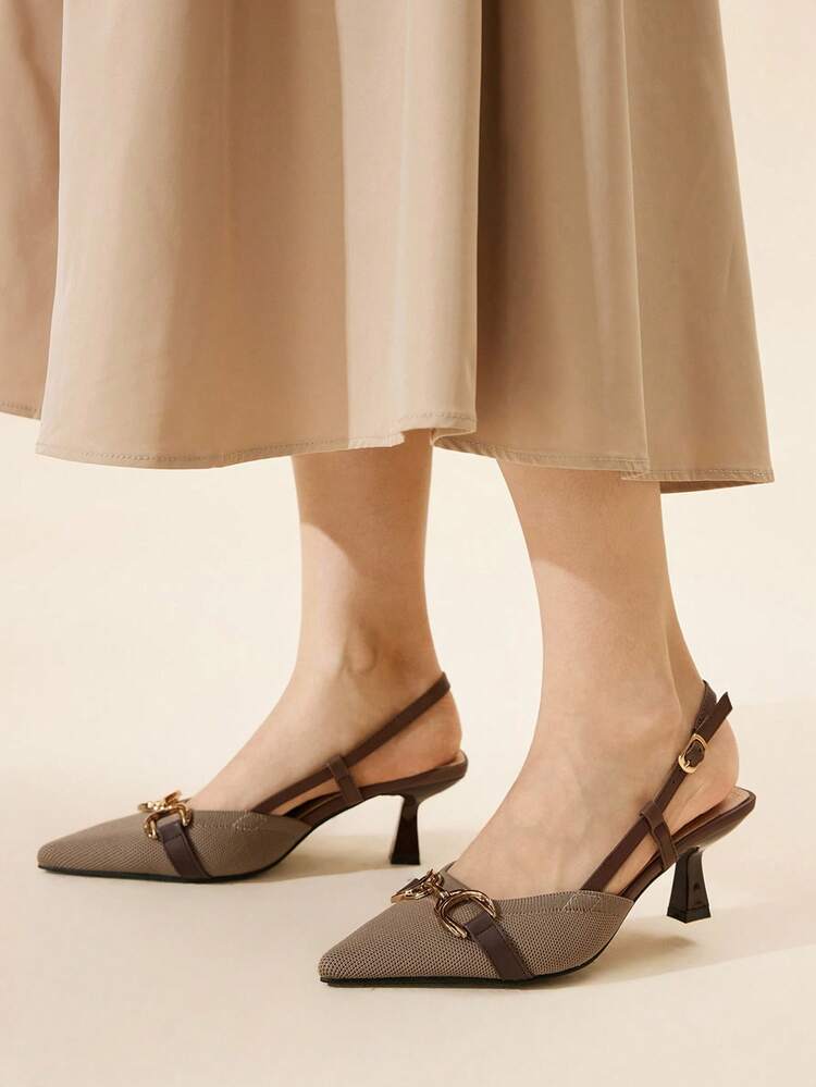 CUCCOO BASICS Women's Fashion Khaki Buckle Strap Pointed Toe High Heel Pumps, Suitable For Commuting, Party, And Dating For Christmas Spring Shoes