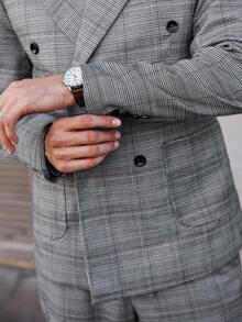 Manfinity Bizformal Bộ quần áo vest kẻ caro hai hàng khuy thường ngày cho nam, Bộ vest kẻ caro mùa thu cho nam Bộ vest nam Bộ vest nam Bộ vest nam màu xám cho nam Bộ vest kẻ caro màu xám cho nam Bộ vest kẻ caro hai hàng khuy màu xám cho nam Bộ vest kẻ caro hai hàng khuy màu xám cho nam - màu đen - Xem 5