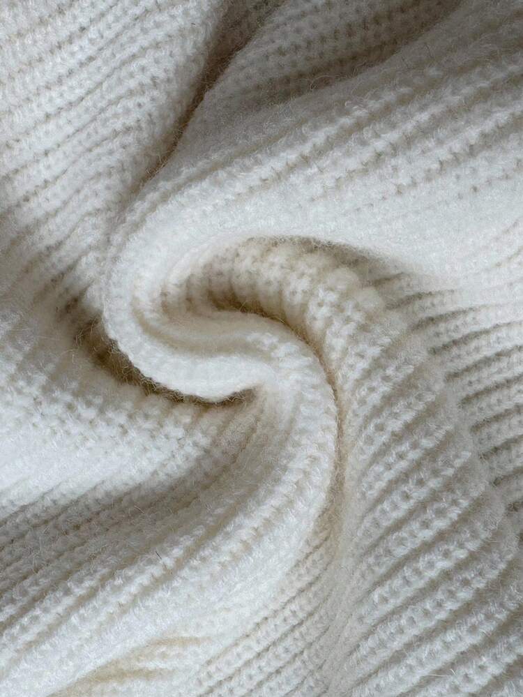 Elenzga Damtröja med hög hals och fladdermusärm, asymmetrisk fåll och knytband i midjan - Beige - Visa 3