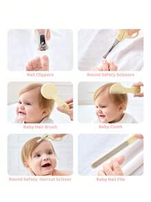 SHEIN X Care Bears 7pcs Baby Care Kits,Hair Brush, Comb, Scissors, Nail Clipper Manicure Tool Set, Protection,Gift