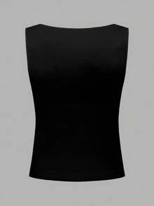 SHEIN 大码男士纯色简约塑身背心和短裤套装