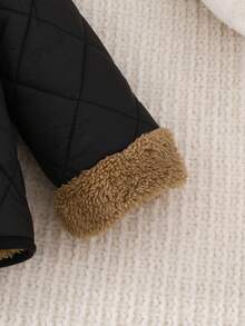 SHEIN Infant/Toddler Baby Boy Thick Thermal Lined Hooded Front-Zip Jacket, Suitable For Outdoor, Indoor, Sports, Baby Outerwear, Fall Winter 3M-3T Fall/Winter Neutral Baby Clothes Newborn Baby Clothes Unisex Jacket - Black - View 6