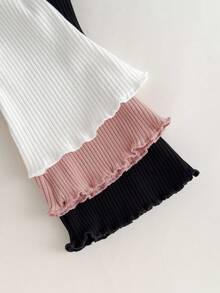 女婴字母印花松紧腰休闲喇叭裤 - 彩色 - 查看 3