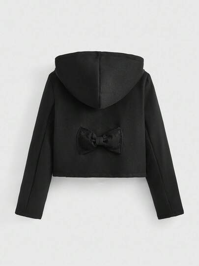 Kawaii Cute & Sweet Women's Autumn Long Sleeve Bowknot Button Design Hooded Jacket