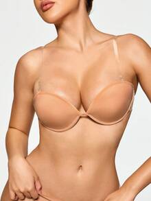 SHAPORA Áo ngực đúc cúp da liền mạch nâng ngực thoải mái cho nữ - Màu Khaki - Xem 5