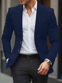 Manfinity Mode 男士长袖翻领商务旅行休闲西装外套