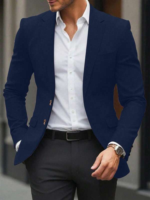 Manfinity Mode Herren Langarm Business Reise Lässig Blazer mit Kragen