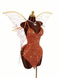 Amplova Party Dress Halloween Costumes Halloween Fairy COS Sequin Hollow Criss-Cross Strap Women Dress